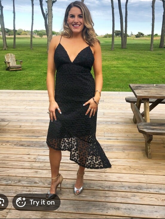 Topshop Dresses & Skirts - TopShop Women's Black Embroidered Lace Asymmetrical Backless Party Dress. Sz 8